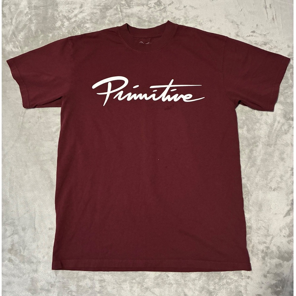 Primitive Nuevo Script Boxy Tee Burgundy Mens Medium Short Sleeve T-Shirt